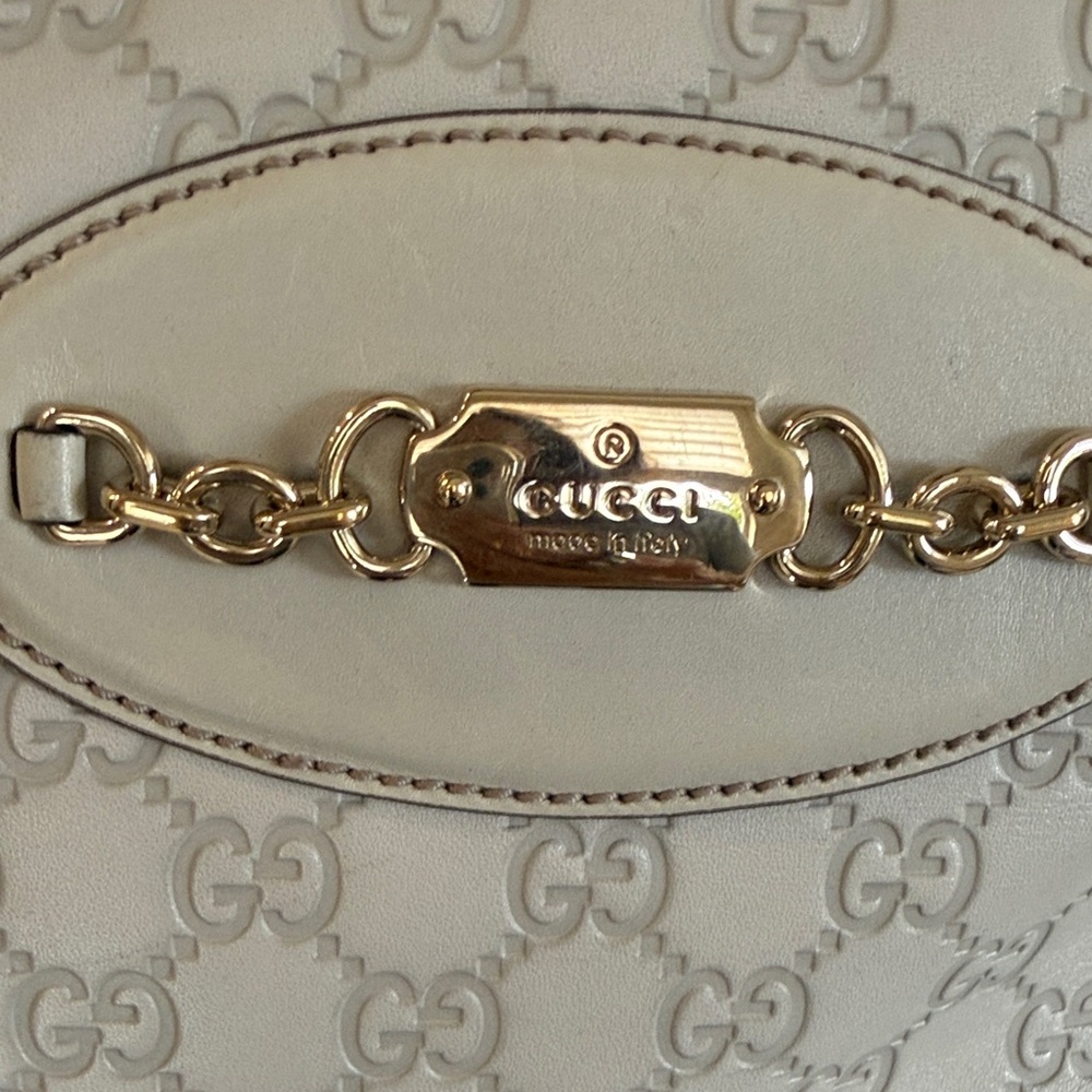 Authentic Gucci Guccissima lge tote winter white/leather